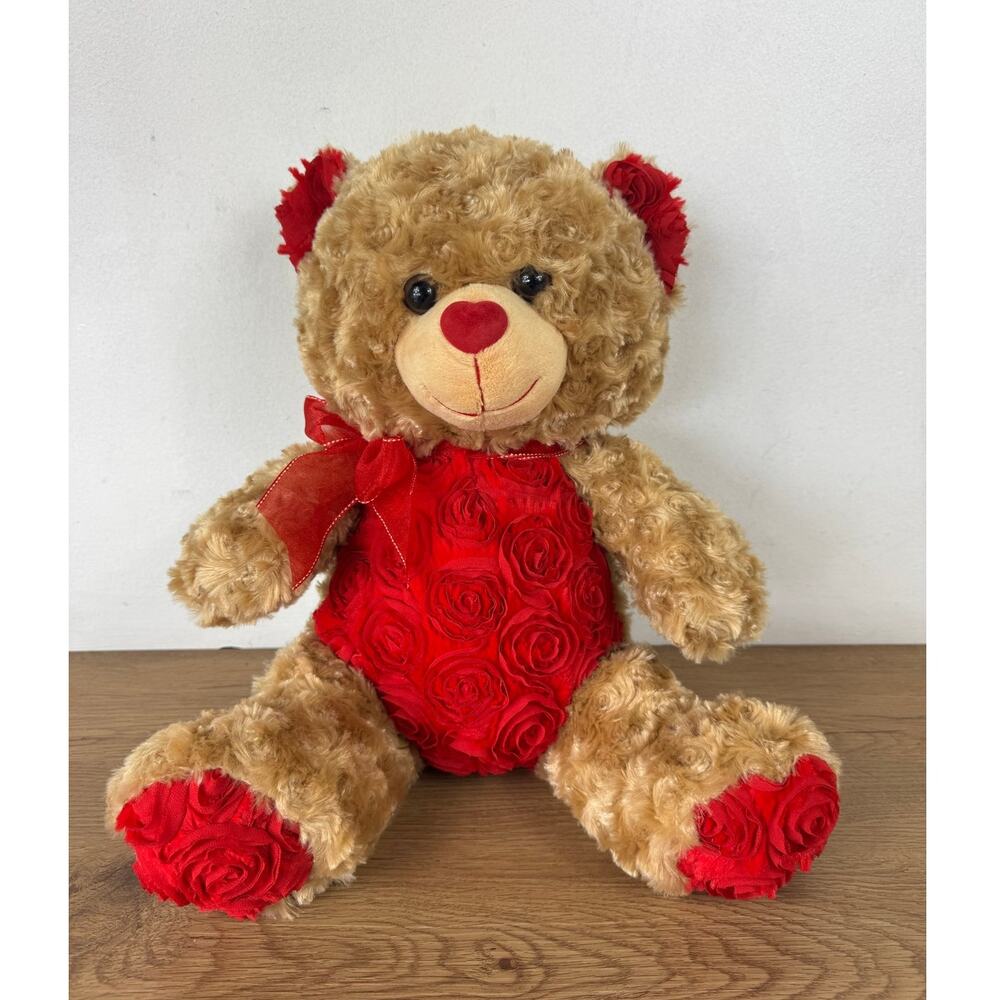 18" Soft Teddy Bear‎ with Rose Hearts